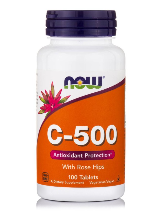 Now Vitamin C 500 with Rose hips για το Ανοσοποιητικό, 100 Ταμπλέτες