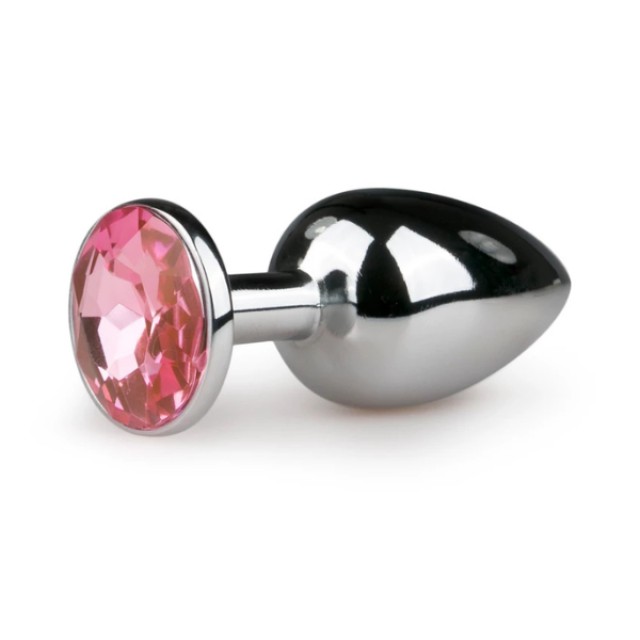EasyToys Metal Butt Plug No 1 Silver/Pink Πρωκτική Μεταλλική Σφήνα με Κρύσταλλο 7.2cm, 1τμχ