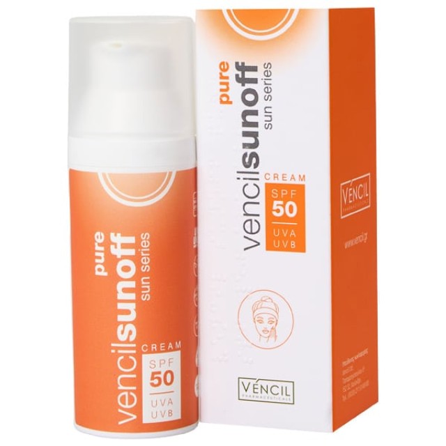 Vencil Sunoff Pure Cream SPF50 UVA/UVB Αντηλιακή Κρέμα Προσώπου Με ...