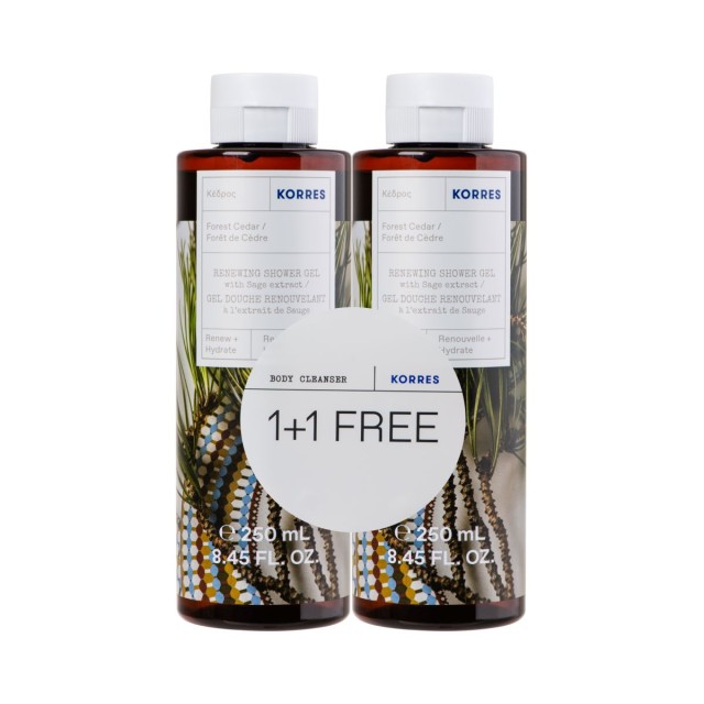 Korres Promo (1+1) Renewing Shower Gel Αφρόλουτρο Κέδρος, 2x250ml