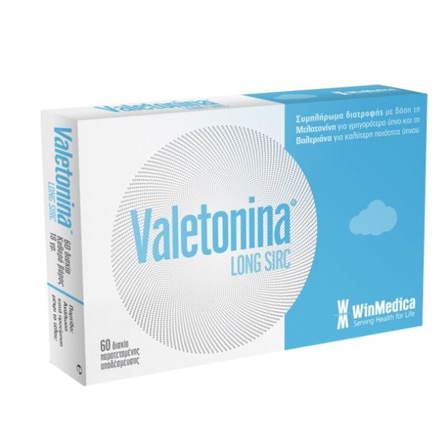 Valetonina Long Sirc Συμπλήρωμα Διατροφής με Μελατονίνη & Βαλεριάνα για την Καταπολέμηση της Αϋπνίας, 60 Δίσκια