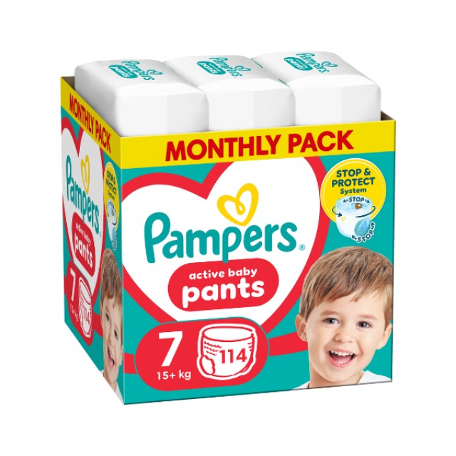 Pampers Pants Πάνα-βρακάκι Μέγεθος 7 (15kg+), 114τμχ