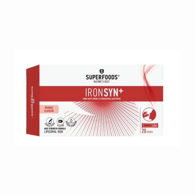 Superfoods Ironsyn+Συμπλήρωμα Διατροφής με Σίδηρο, 20sachets