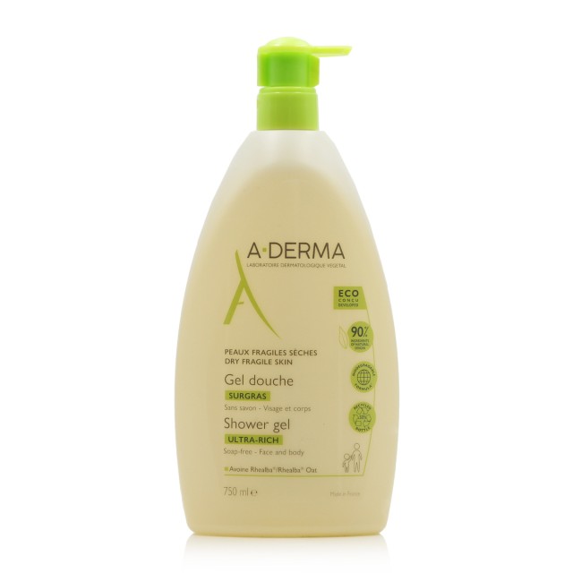 A-Derma Gel Douche Surgras Ultra Rich Gel Καθαρισμού για Ξηρές Επιδερμίδες 750ml PR(-15%)