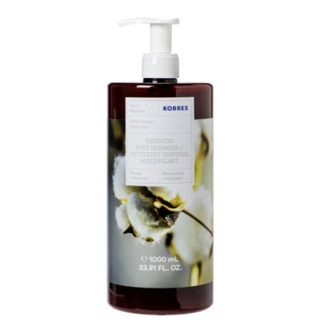 Korres Renewing Body Cleanser Αγνό Βαμβάκι Αφρόλουτρο, 1000mL