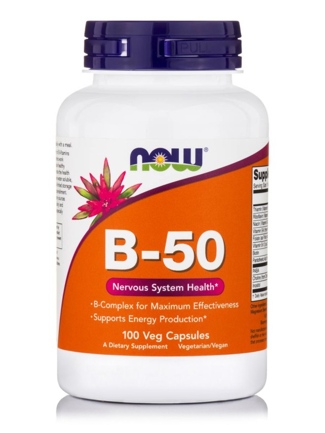 Now B-50 complex Συμπλεγμα Βιταμινών Β Για το Νευρικό Σύστημα, 100 Κάψουλες