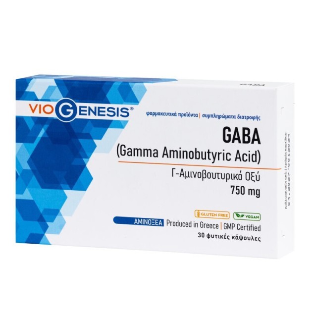 Viogenesis GABA 750mg Συμπλήρωμα Διατροφής για τον Ύπνο, 30vag. caps