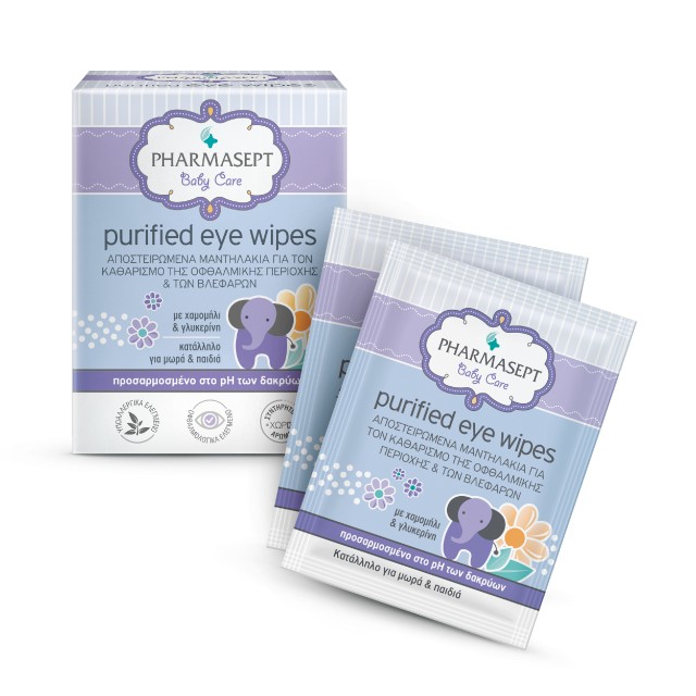 Pharmasept Baby Purified Eye Wipes Οφθαλμικά Μαντηλάκια 10τμχ