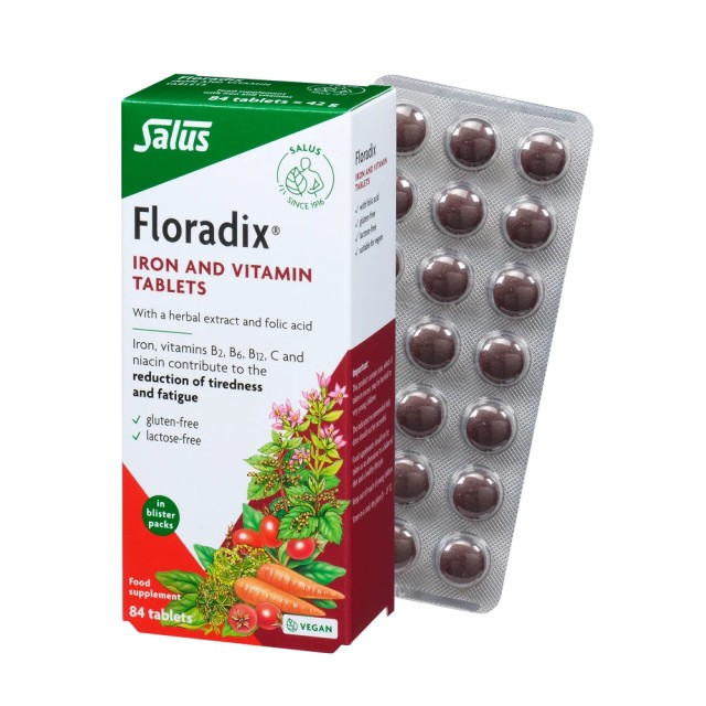 Floradix Tablets Πολυβιταμινούχο Συμπλήρωμα διατροφής με Σίδηρο & Βιταμίνες, 84 Ταμπλέτες