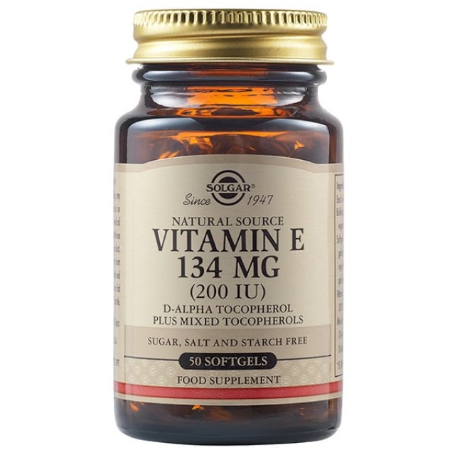 Solgar Vitamin E 134mg 200iu, 50 Μαλακές Κάψουλες