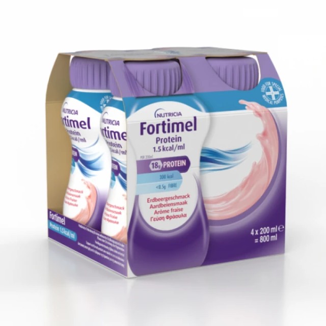Nutricia Fortimel Protein Υπερπρωτεϊνικό Ρόφημα με γεύση Φράουλα, 4...