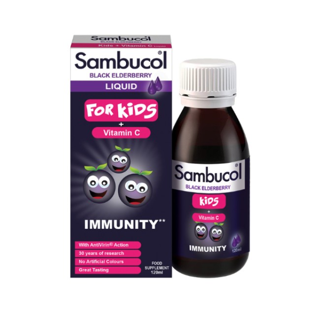Olvos Sambucol Black Elderberry For Kids + Vitamin C Παιδικό Σιρόπι-Συμπλήρωμα για το Ανοσοποιητικό, 120ml