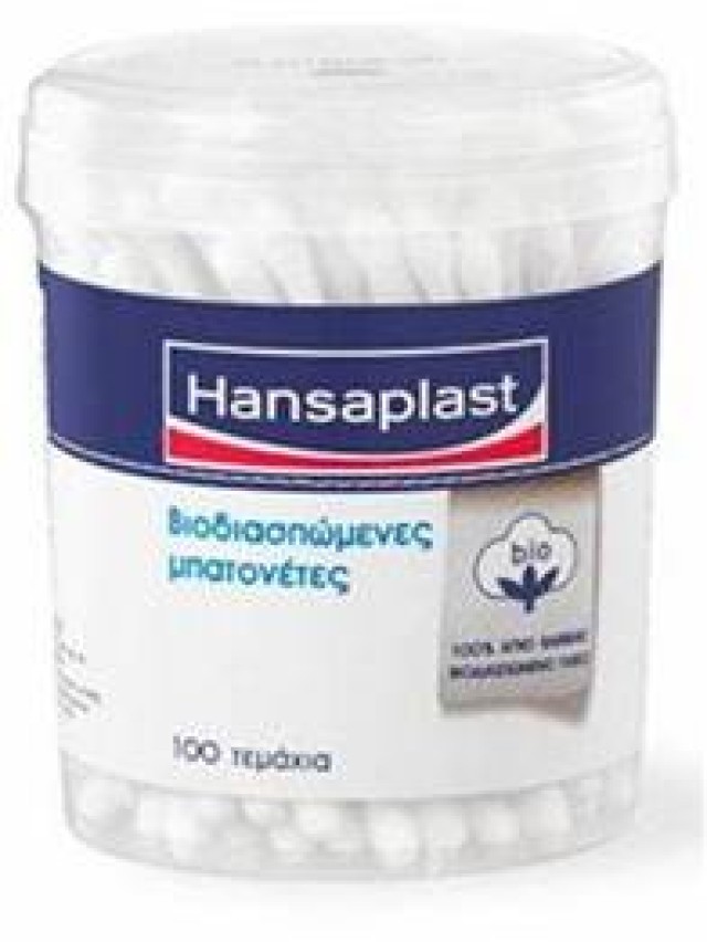 Hansaplast Cotton Sticks Regular Βιοδιασπώμενες Μπατονέτες, 100 Τεμάχια