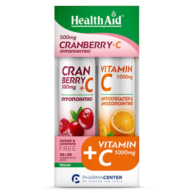 Health Aid Promo Pack Cranberry 500mg + Vitamin C 20tabs + Vitamin C 1000mg 20tabs
