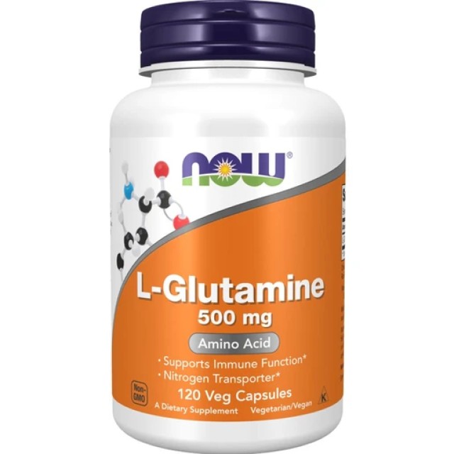 Now L Glutamine 500mg Συμπλήρωμα Διατροφής Με Γλουταμίνη, 120 Κάψουλες