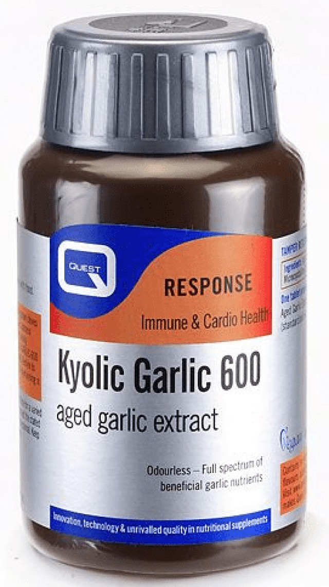 Quest Kyolic Garlic 600mg Συμπλήρωμα Διατροφής Άοσμου Εκχυλίσματος Σκόρδου, 60 Ταμπλέτες