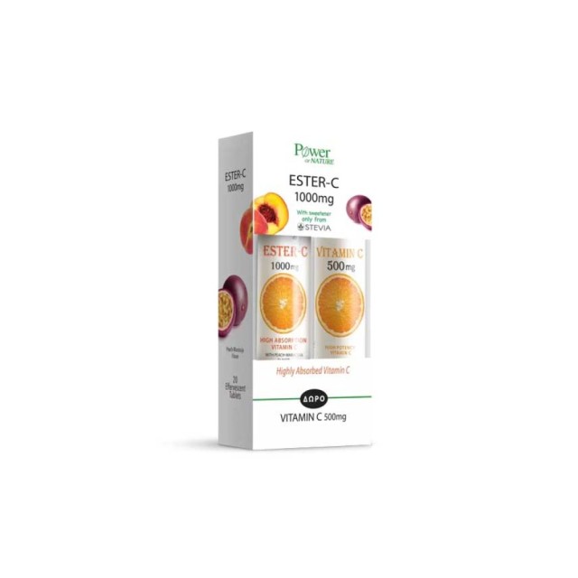 Power of Nature Ester-C 1000mg, 2x20 αναβράζοντα δισκία (1+1 Δώρο)