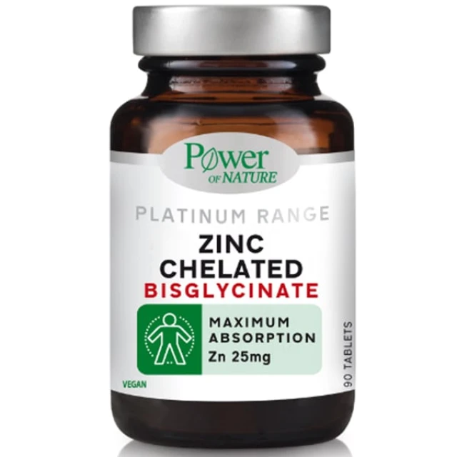 Power of Nature Platinum Range Zinc Chelated Bisglycinate Zn 25mg S...