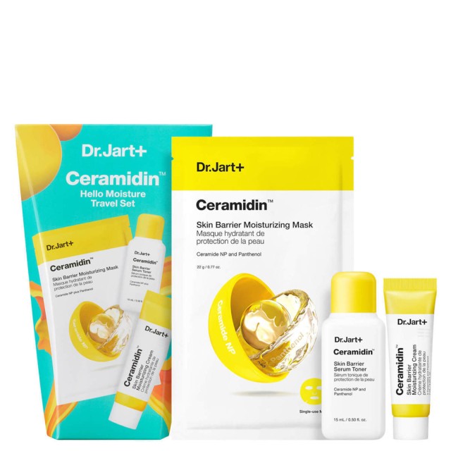 Dr. Jart+ Ceramidin Hello Moisture Travel Set Περιποίησης Προσώπου Για Ξηρή Επιδερμίδα Με Moisturising Cream Ενυδατική Κρέμα 7ml, Toning Serum Ενυδατικό Ορό 15ml & Skin Barrier Moisturising Mask Ενυδατική Μάσκα 22g, 1 Σετ