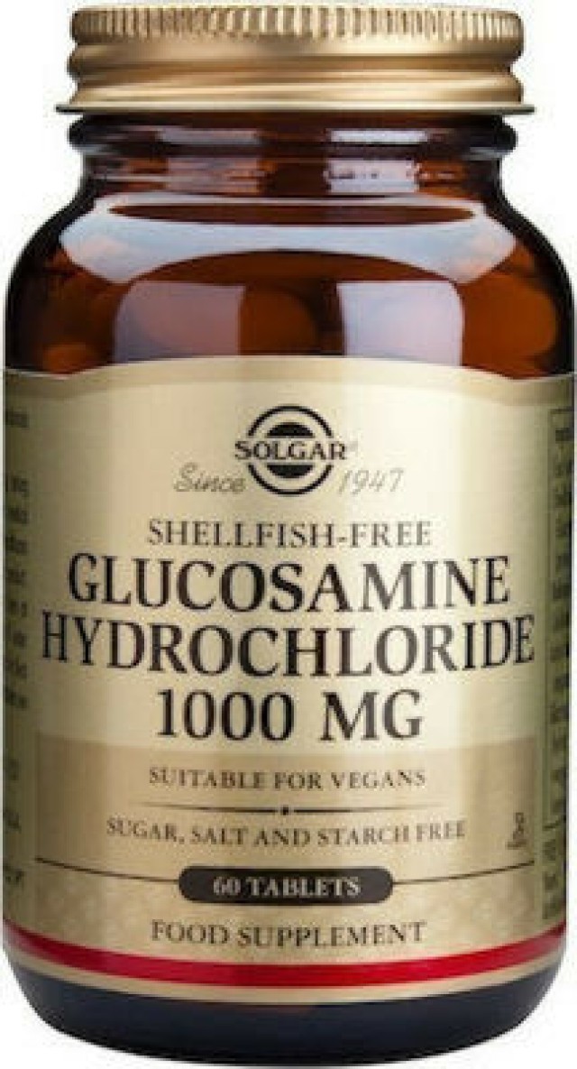 Solgar Glucosamine Hydrochloride Συμπλήρωμα για την Υγεία των Αρθρώσεων 1000mg, 60 ταμπλέτες