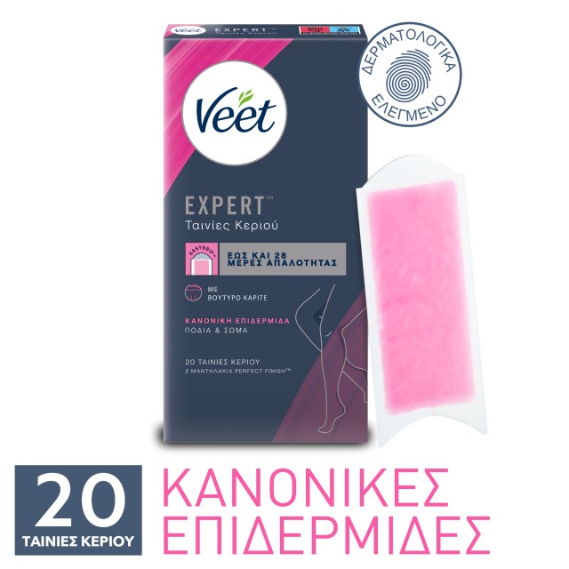 Veet Easy Gel Ταινίες Αποτρίχωσης Ποδιών Κρύο Κερί για Κανονικές Επ...