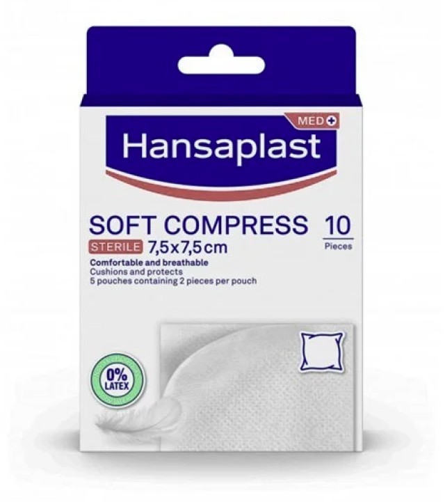 Hansaplast Soft Compress Αποστειρωμένες Γάζες 7.5 x 7.5cm 10τμχ