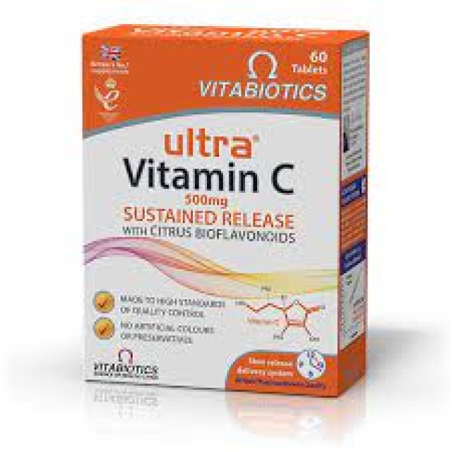 Vitabiotics Ultra Vitamin C Sustained Release 500mg Βιταμίνη C, 60 Ταμπλέτες