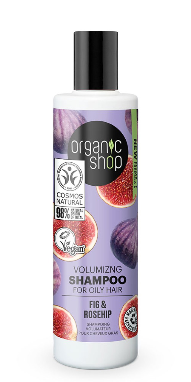 Natura Siberica Organic Shop Σαμπουάν για Όγκο για Λιπαρά Μαλλιά Σύκο & Τριαντάφυλλο, 280 ml