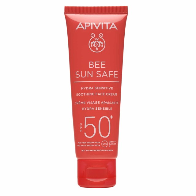 Apivita Bee Sun Safe Καταπραϋντική Αντηλιακή Κρέμα Προσώπου Για Ευαίσθητες Επιδερμίδες SPF50, 50ml