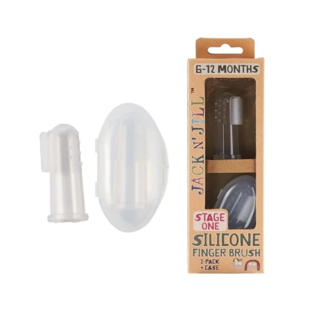 Jack N Jill Οδοντόβουρτσα Δακτύλου Σιλικόνης με Θήκη 6-12 μηνών, 2τμχ