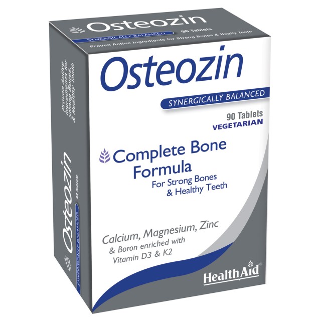 Health Aid Osteozin Συμπλήρωμα Διατροφής με Ασβέστιο, Μαγνήσιο, Ψευδάργυρο, Βιταμίνες D3 & K2 για Δυνατά Οστά, 90 Ταμπλέτες