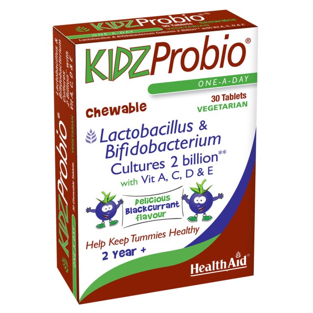 Health Aid Kidz Probio Συμπλήρωμα Διατροφής με Προβιοτικά και Γεύση Φραγκοστάφυλο για Παιδιά 2 Ετών+, 30 Μασώμενες Ταμπλέτες